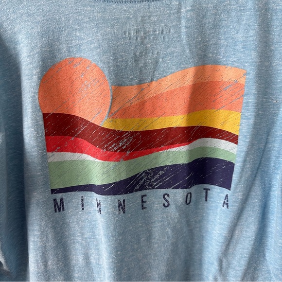 State of Mine Light Blue V-Neck Long Sleeve Minnesota Tee Size Medium Women’s - Picture 10 of 12